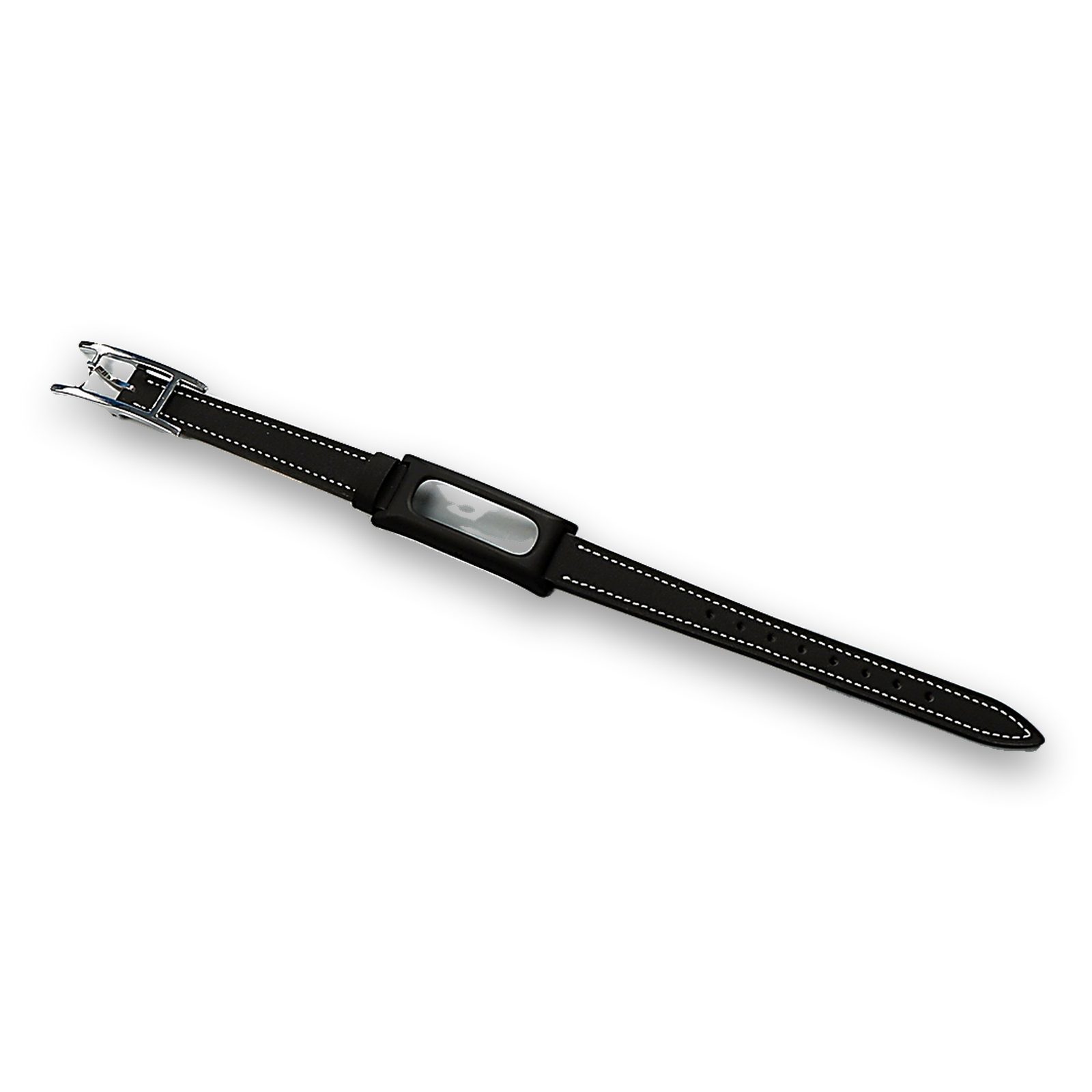 Black top grain leather band for Google Fitbit Air on white background
